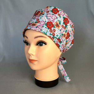 Reversible Unisex Floral and Unicorns Surgical Scrub Cap Hat! Preshrunk Cotton